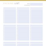 printable packing list with and without categories in three colours