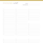 printable packing list with and without categories in three colours