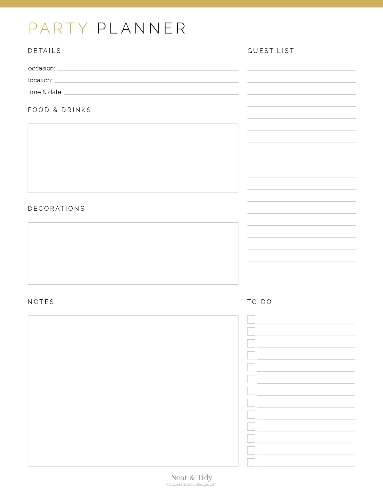 Party Planner - Neat and Tidy Design