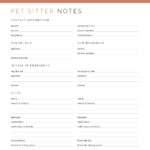 Printable Pet Sitter Notes