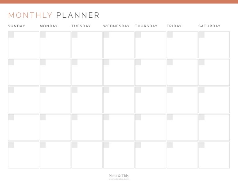 Monthly Planner - Calendar & List View - Neat and Tidy Design