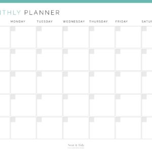 Monthly Planner - Calendar & List View - Neat and Tidy Design