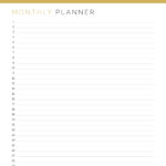 Monthly calendar, perpetual, list view, printable PDF