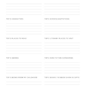 Printable Reader Favourites list