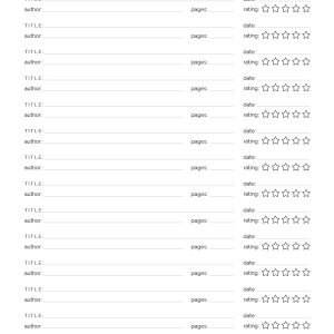 printable reading log tracker with star ratings