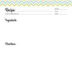 Colourful Chevron recipe card, printable pdf - unlined