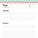 Colourful Chevron recipe card, printable pdf - lined version