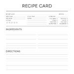 Printable black and white recipe card with detailed information, rating, instructions and ingredients