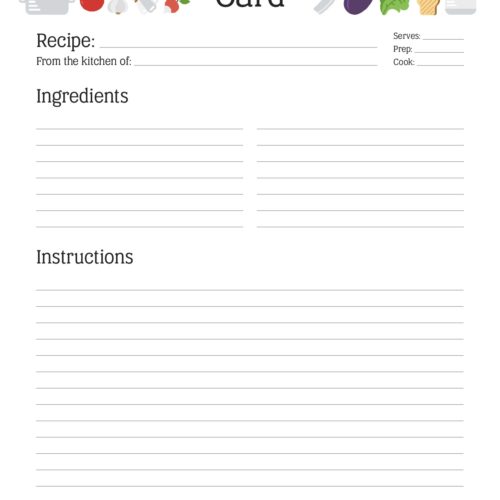 Recipe Card v7 - Illustrated Headers - Neat and Tidy Design