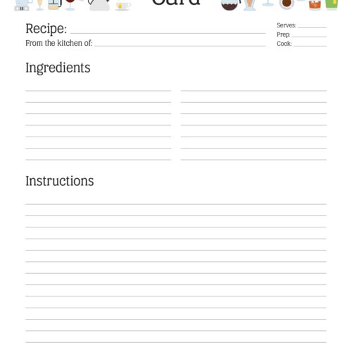 Recipe Card v7 - Illustrated Headers - Neat and Tidy Design