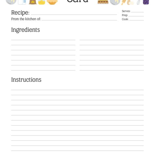 Recipe Card v7 - Illustrated Headers - Neat and Tidy Design