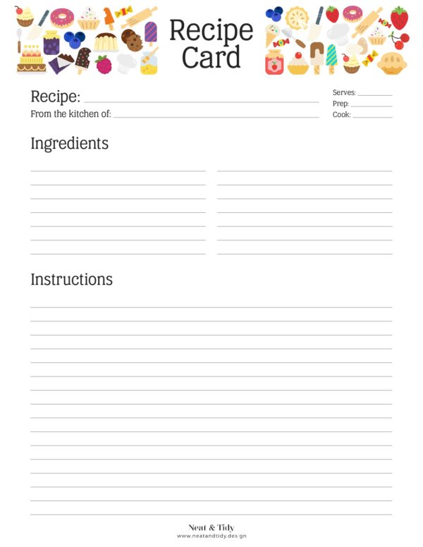 Recipe Card v7 - Illustrated Headers - Neat and Tidy Design