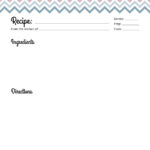 Chevron recipe card, printable pdf - unlined