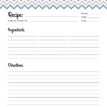 Chevron recipe card, printable pdf - lined version