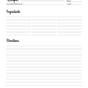 Chevron recipe card, printable pdf - lined version