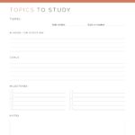 Topics to study printable - Student Planner PDF