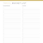 Printable Travel Bucket List PDF