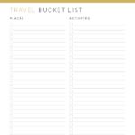 Printable Travel Bucket List PDF