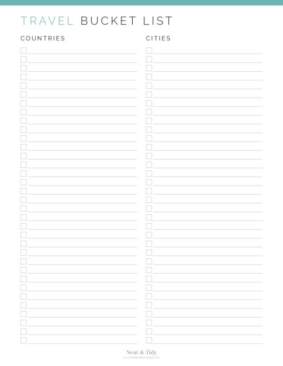 Travel Bucket List Template