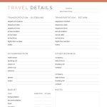 printable travel planner details pdf, comes in 3 colours