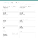 printable travel planner details pdf, comes in 3 colours