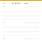 printable and fillable pdf travel journal in 5 different layouts, lined and unlined versions, in three colours