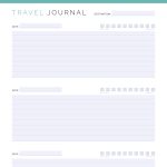 printable and fillable pdf travel journal in 5 different layouts, lined and unlined versions, in three colours