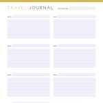 printable and fillable pdf travel journal in 5 different layouts, lined and unlined versions, in three colours