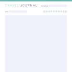 printable and fillable pdf travel journal in 5 different layouts, lined and unlined versions, in three colours