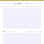 printable and fillable pdf travel journal in 5 different layouts, lined and unlined versions, in three colours