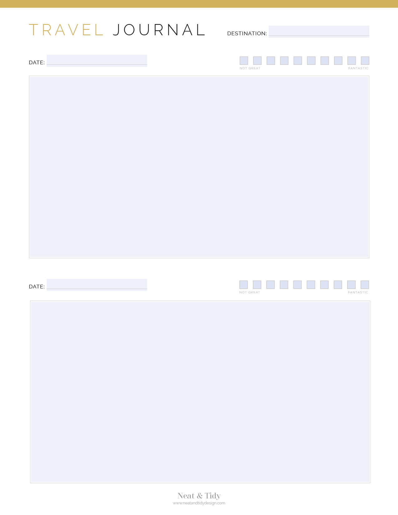 Travel Journal - Neat and Tidy Design