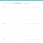 printable and fillable pdf travel journal in 5 different layouts, lined and unlined versions, in three colours