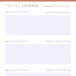 printable and fillable pdf travel journal in 5 different layouts, lined and unlined versions, in three colours