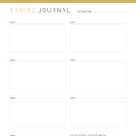 printable and fillable pdf travel journal in 5 different layouts, lined and unlined versions, in three colours