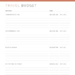 Travel budget printable PDF