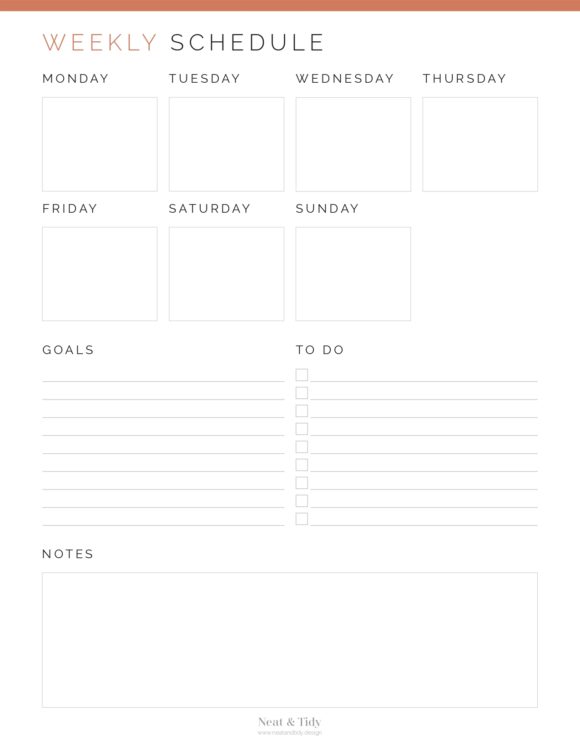 Weekly Schedule - Neat and Tidy Design