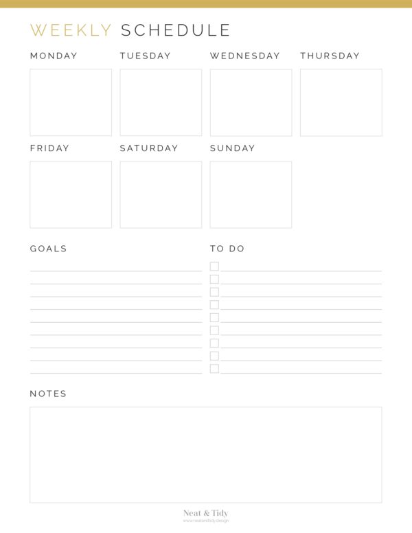 Weekly Schedule - Neat and Tidy Design