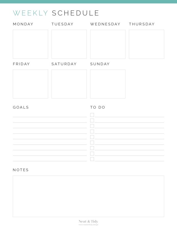 Weekly Schedule - Neat and Tidy Design