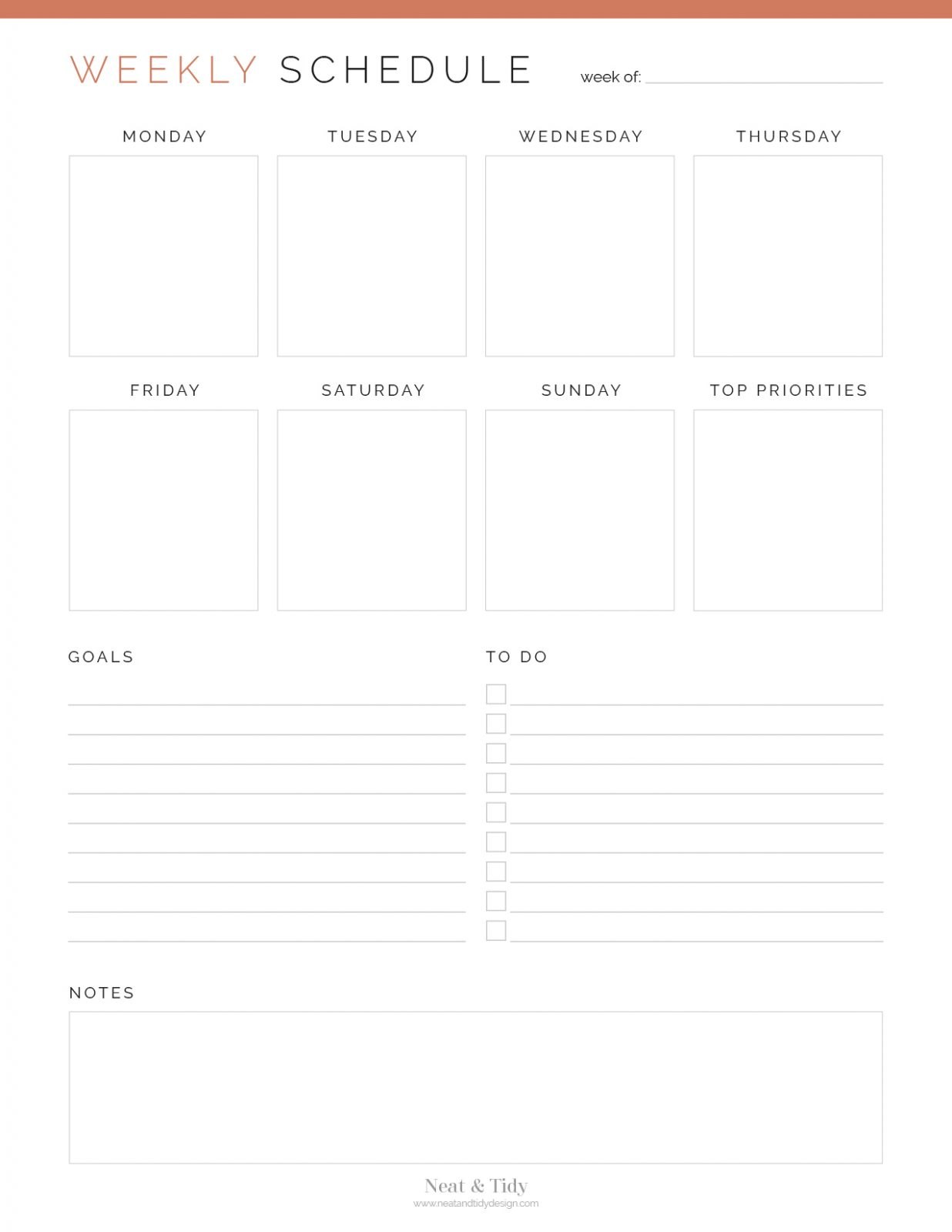 Weekly Schedule - Neat and Tidy Design