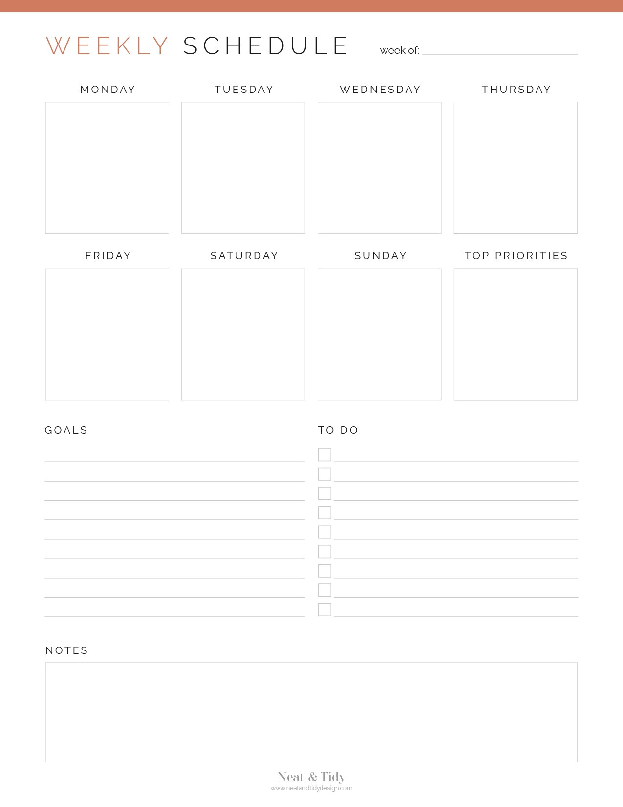 Weekly Schedule - Neat And Tidy Design