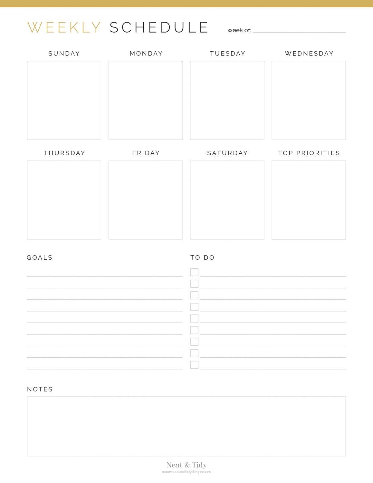 Weekly Schedule - Neat and Tidy Design