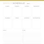 printable weekly schedule with monday and sunday start