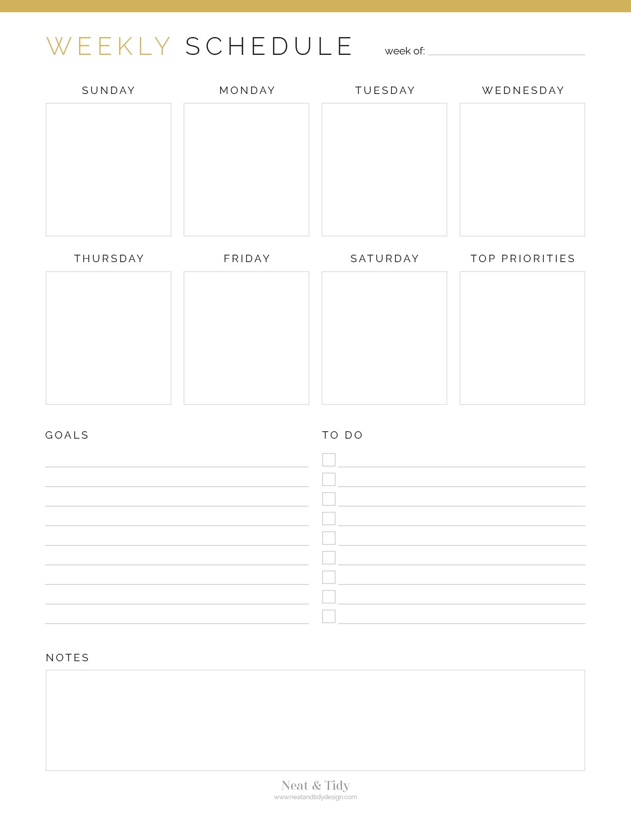 Weekly Schedule - Neat and Tidy Design