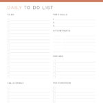 Printable Daily To Do List in Coral