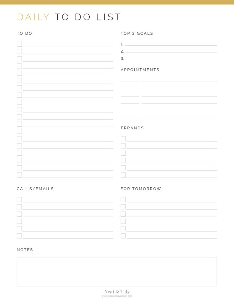 Daily To Do List v1 - Neat and Tidy Design