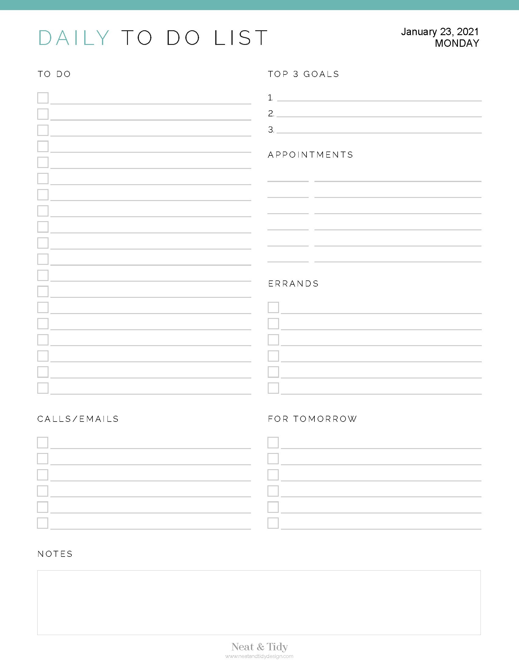 Daily To Do List v1 - Neat and Tidy Design