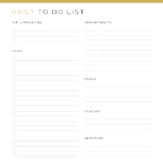 Printable Daily To Do List in Gold - v2