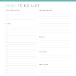 Printable Daily To Do List in Teal - v2