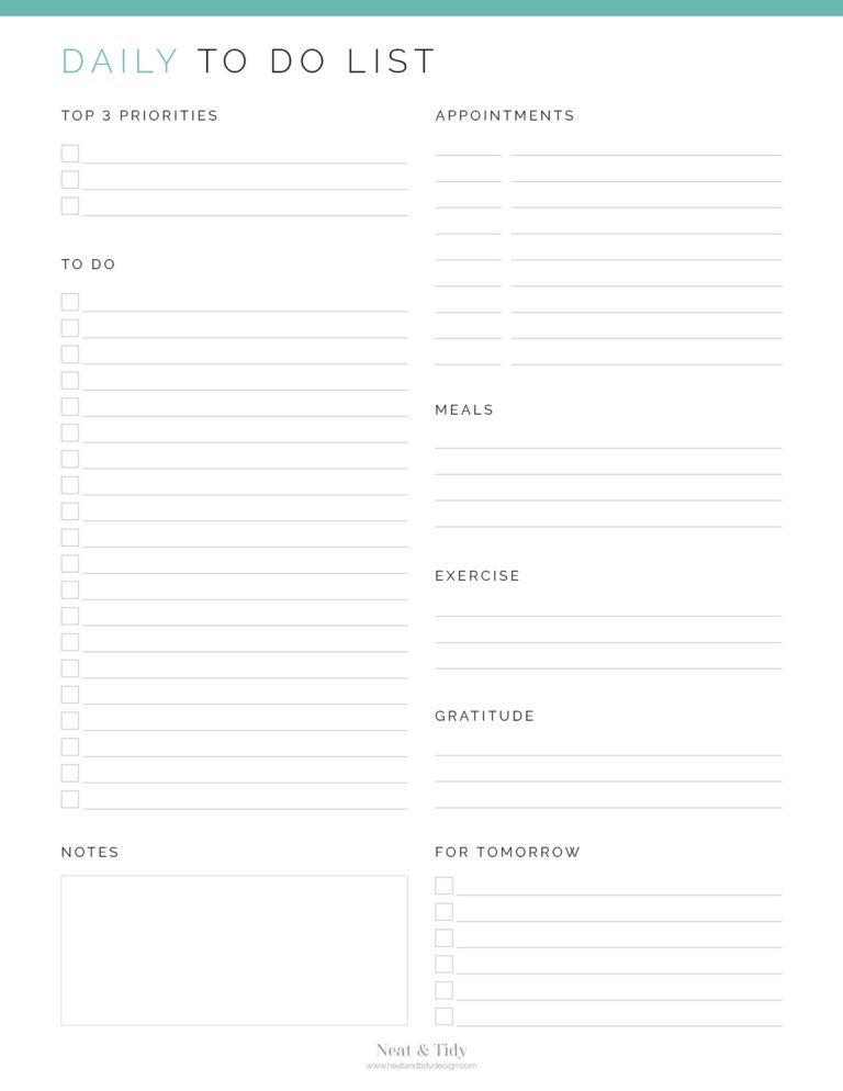 Daily To Do List v1 - Neat and Tidy Design