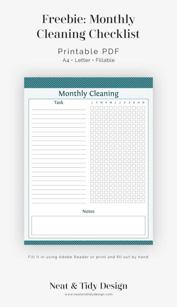 Monthly Cleaning Checklist Printable